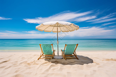 海洋沙滩上的休息椅子图片