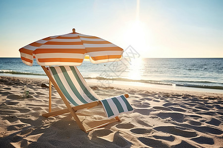沙滩上遮阳的椅子图片