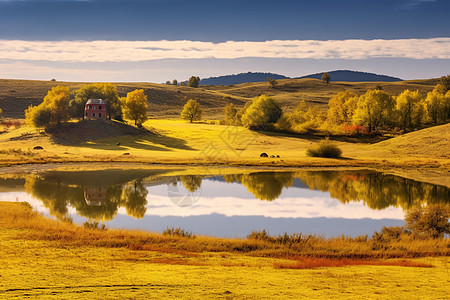 秋天克什克腾旗草原的自然景观背景
