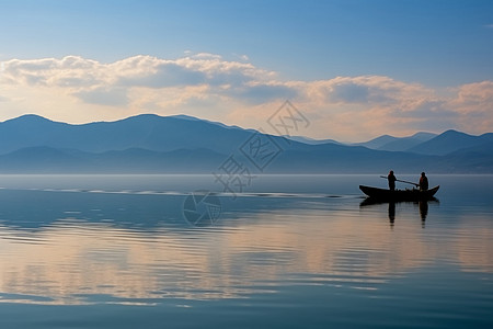 夏季泸沽湖美丽的泸沽湖背景