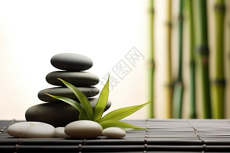 竹子和石头的禅宗概念图片