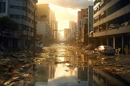 自然灾害后的城市图片