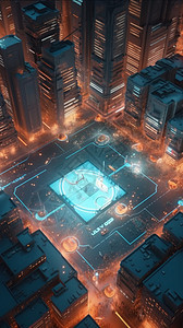 3D游戏中市中心的鸟瞰图图片