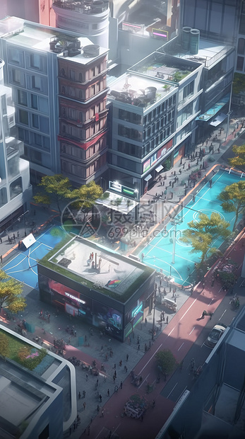 游戏中市中心的鸟瞰图图片