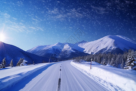 美丽的冬天道路图片