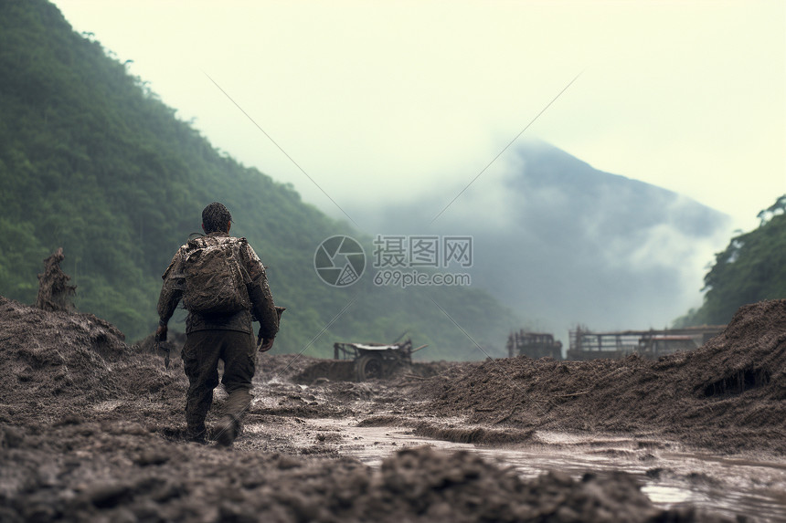 泥石流灾害场景图片