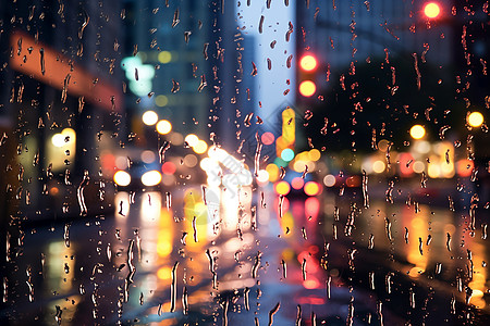 城市雨水雨后折射的城市背景背景