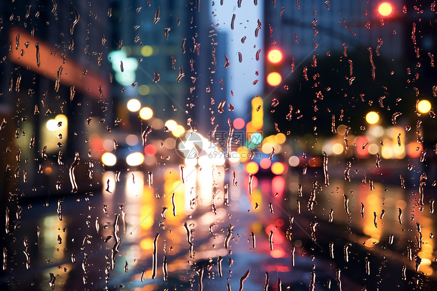 雨后折射的城市背景图片