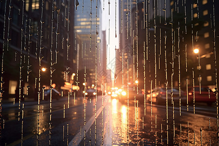 下雨后的城市背景图片