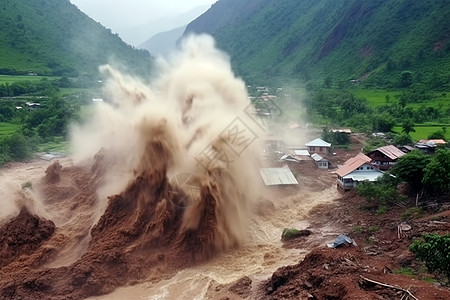 暴雨后山体滑坡破坏图片