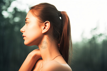 年轻女性颈部背景图片
