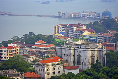 沿海的城市背景图片