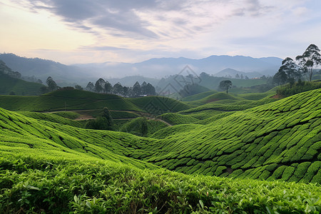 绿色的高地茶园背景图片