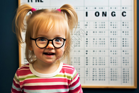 正在进行视力检测的戴眼镜女孩背景图片