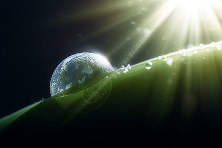 绿植上的玻璃地球图片