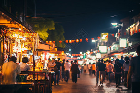 高端人群热闹的夜市背景