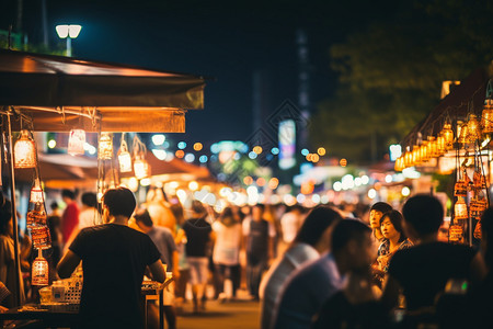 夜市上吃宵夜的人图片