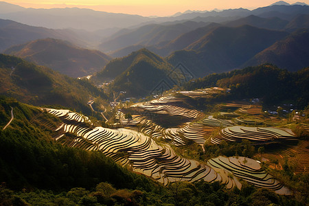 层叠的梯田图片