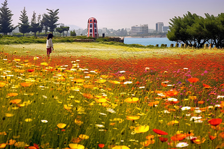 艳丽的花海背景图片