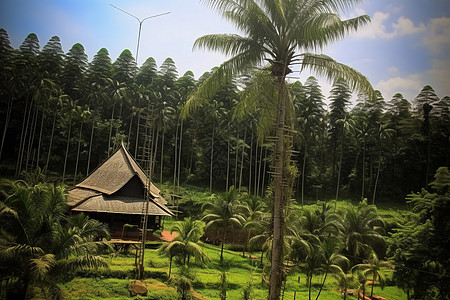 碧绿的热带雨林背景图片