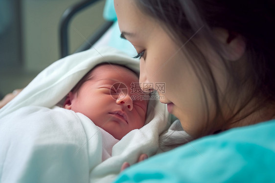 在医院的母亲和新生儿图片