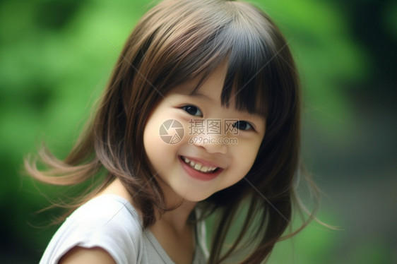 微笑的白皮肤女孩图片