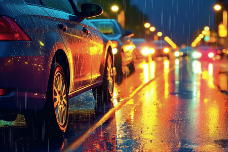 雨中的交通背景图片