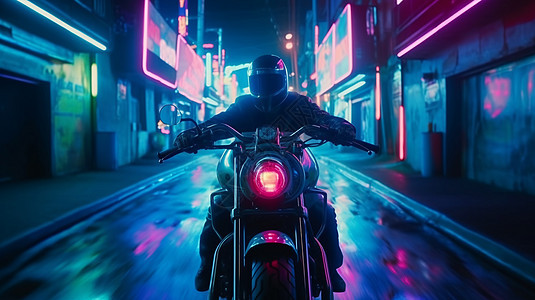 在街道骑着摩托车的人图片