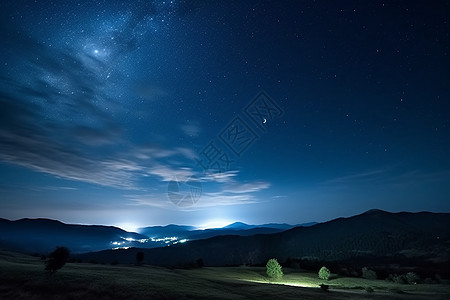 卡通星星夜月景观天空星星背景