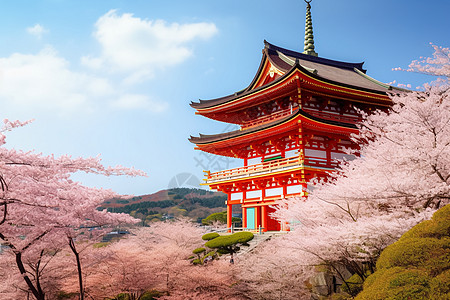 青海寺庙日本的清水寺背景