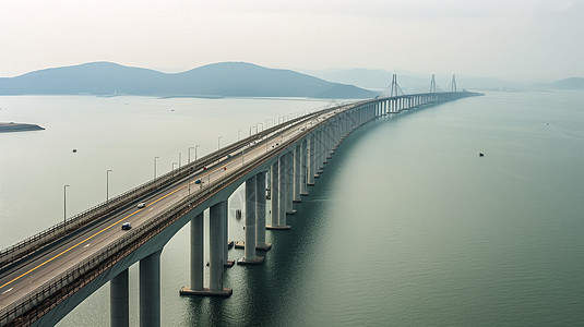 手绘大海港珠澳大桥背景