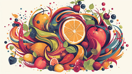 水果榨汁的程式化插图图片