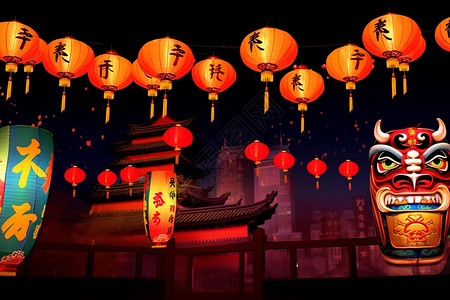 灯笼元素传统元宵节背景