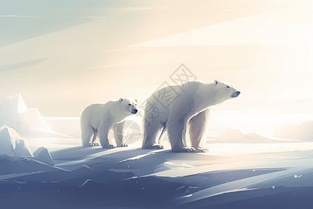 成双的北极熊图片
