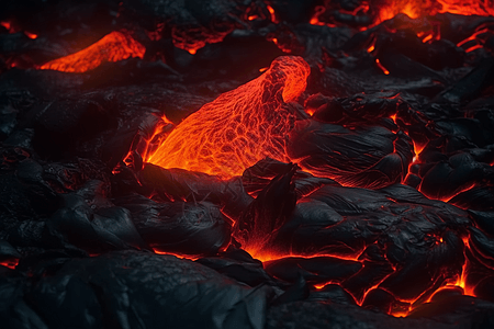 火山石头发烫的火山熔岩背景