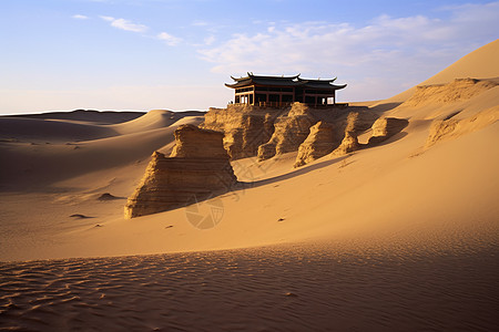 敦煌古城沙漠深处的古城背景