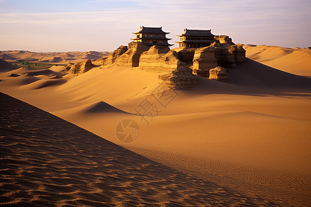 蓝天沙漠甘肃敦煌地貌背景