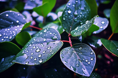 树叶上的雨滴图片