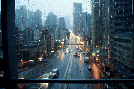 雨水回收强烈的雨水和城市景观之间的对比背景