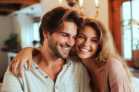 丈夫和妻子幸福的笑容图片