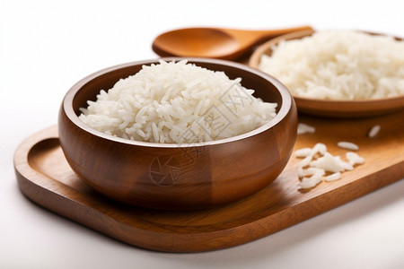 高纤维碗里装着高营养的米饭背景