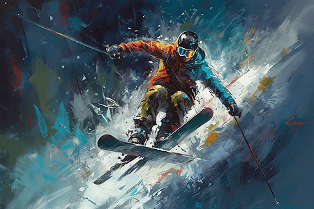 进行技巧表演的滑雪者高清图片