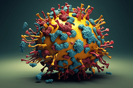 彩色病毒细胞的示意图图片