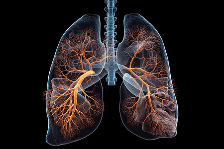 呼吸系统和肺部的透视图背景图片