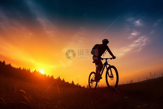 天空下运动骑车的男性图片