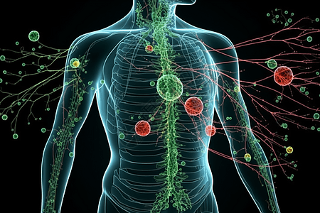 人类淋巴系统的内部透视图高清图片