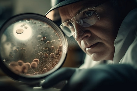 科学家在显微镜下观察细菌高清图片