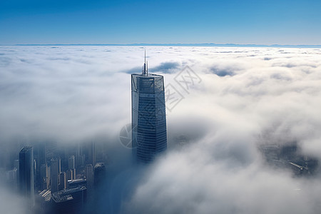 天空白云下的城市建筑图片