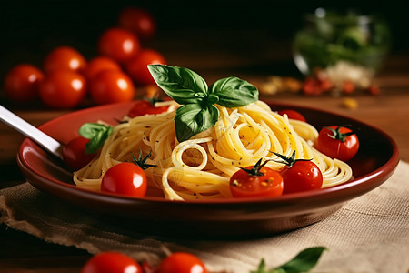 意大利面和西红柿背景图片