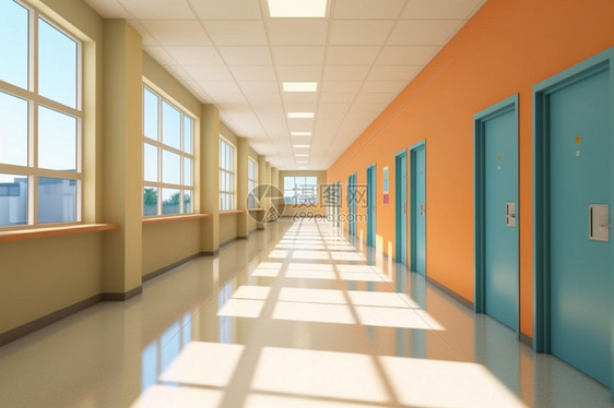 宽敞的学校走廊图片